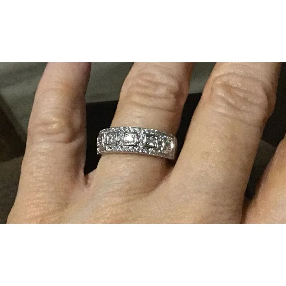 New~2 Ct. Round Pave Genuine Diamond Simulant Band Ring Sz 8